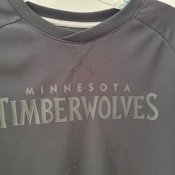 Adidas Minnesota Timberwolves Long Sleeve Tee Technical Black NBA Kids Medium - Picture 3 of 11